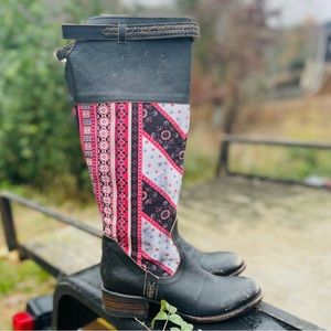 RARE Freebird By Steven Sulli Distressed Western Aztec Pull On Riding Boots